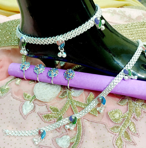 Siya Creation Pure gota chandi Latkan payal bichiya set Alloy - Main Image