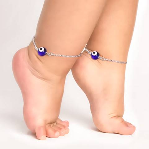 GIVA Sterling Silver Little Evil Eye Anklet for Kids Sterling