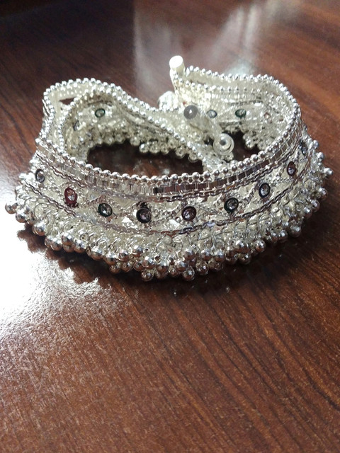 Shacollection Heavy Payal Alloy, Silver Anklet