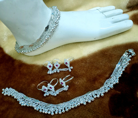 Siya Creation SC FULL GHUNGROO TOERING CHAIN COMBO Alloy Toe