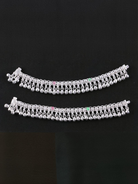 SRRE Baby/Girls (8 to years/Age) Very/Sound Metal/Anklets (Pack Of  2) Silver Anklet
