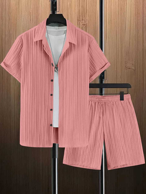 Lyphy Men Self Design Pink Night Suit Set Price in India Buy