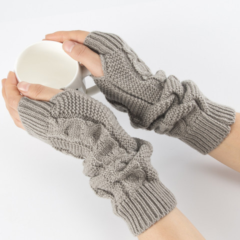 AlexVyan Knitting Long Woolen Warm Fingerless Gloves Arm Hand