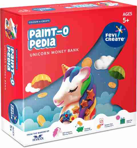 Fevicreate Paint Your Own Unicorn Money Bank Kit Ideal Gift for Girls 5+