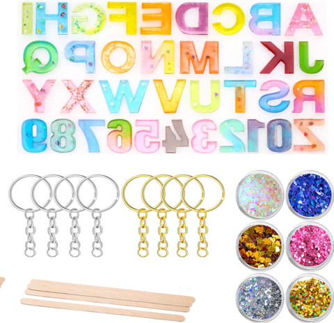 Craftinger Alphabet Mould Resin Art with Keychain Alphabet Mould