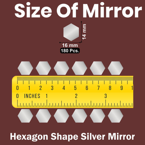 INDIKONB Hexagon Mirror Glass Pieces for Art Craft - Silver