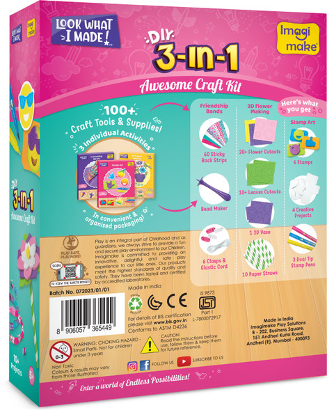 Imagimake 3-in-1 Awesome Craft Kit Creative Toy DIY Set For