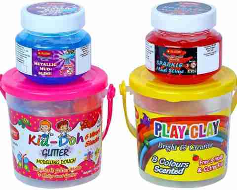 Rabbit Kid Play Doh Glitter Bucket Play Clay Bucket Color
