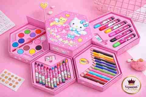 VqueenS 46 Pcs All-in-One Art Colour Kit for Kids | Portable