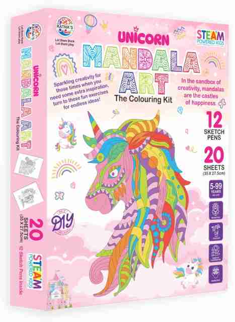 Ratnas Unicorn Mandala Art A Perfect Creative art kit for all ages (1070)