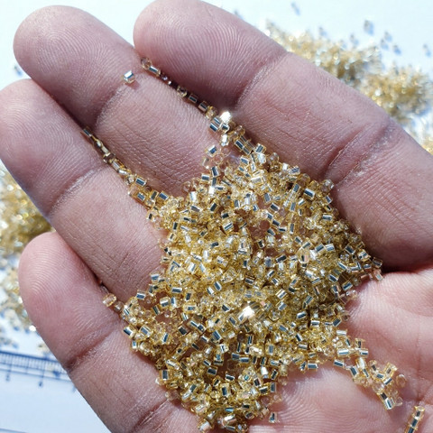 SK ART GALLERY 2mm Small Golden Glass Cut Beads For Craft
