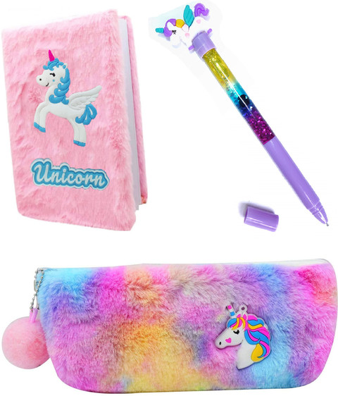 AR BHUMI Unicorn Stationery Set Of Unicorn Pouch, Dairy Glitter Pen