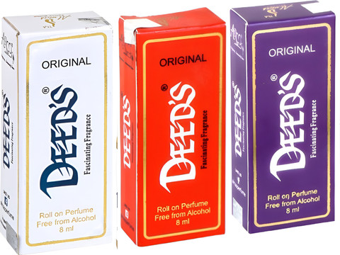 Parfum Concentré Attar Deeds Almas - Pack De 3 X 6 Ml, Senteur Florale Fraîche, Longue Durée