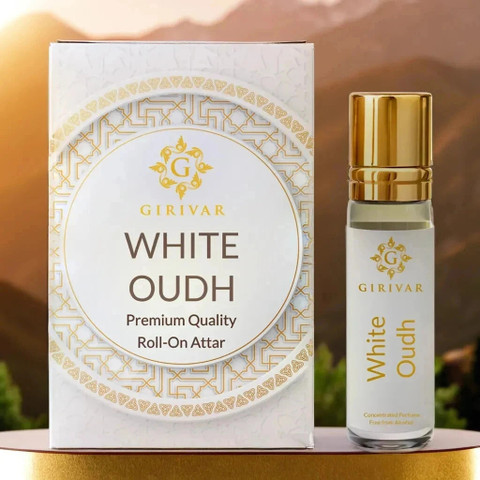 girivar Unisex White Oudh Attar Roll on Perfume|Long lasting Fragrance/100%  Alcohol Free Herbal Attar