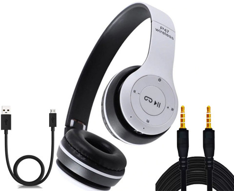 POZUB Gaming headphone Aux Cable Charging cable 3D ULTRA BASS Over Head  wireless Bluetooth Headphone with FM and SD Card Slot SMART BUY Thunder 3d 