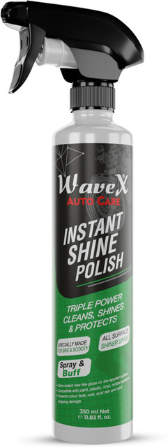 Wavex Chrome and Metal Polish 350 GMS, Instant Spray Car and Bike Polish  350ML Combo
