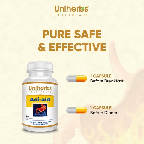 Uniherbs Aci Aid Capsule For Acidity Gas Relief,Hyper Acidity, Gastric ...