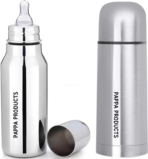Pappa Steel Baby Feeding Bottle 300ml with Hot Cold Milk storage