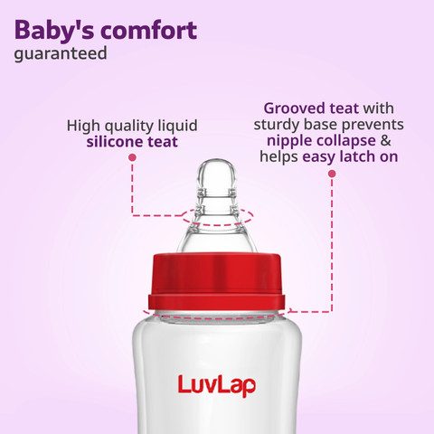 LuvLap Anti-Colic Wide Neck Natural Flow Baby Feeding Bottle, BPA Free Pack  of 150 ml