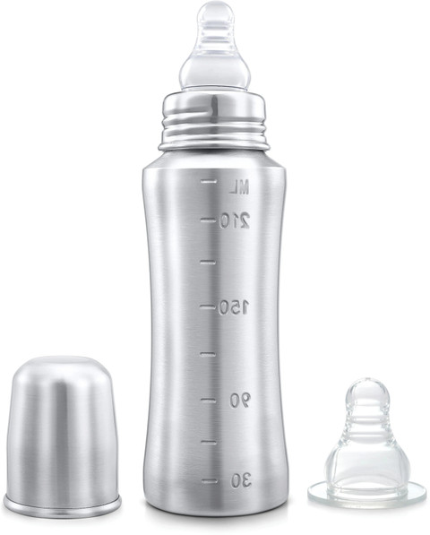 Stainless Steel Best Milk Bottle For Year Old Silver 250 Ml Baby