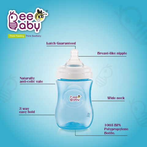 Beebaby Ease Wide Neck Anti Colic Baby Milk Colour Feeding Bottle for  300 ml