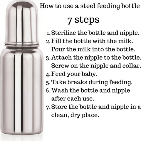 PGD Premium Baby Feeding Bottle Regular Design, Mirror Finish Silver,  Brushes 300 ml