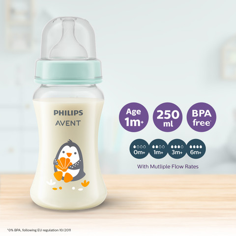 Philips Avent Grow Baby Bottle SCF060/01 Penguin |0m+ age BPA