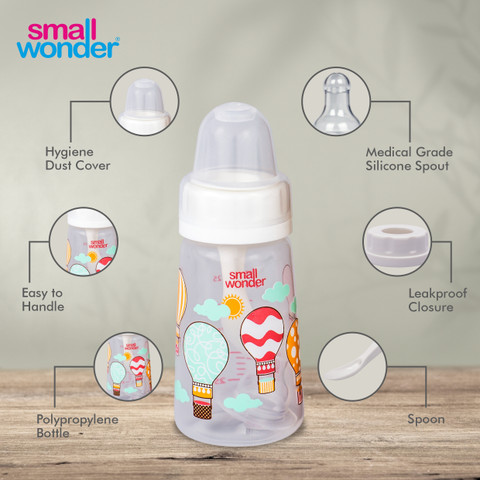 Small Wonder Feeding Bottle 125 ml PP Natural Bottle_White_Pack of 125 ml