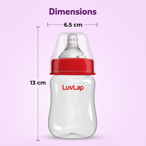 LuvLap Anti-Colic Wide Neck Natural Flow Baby Feeding Bottle, BPA Free Pack  of 150 ml