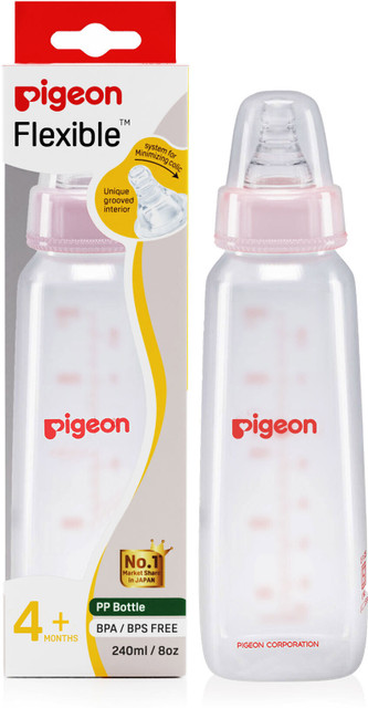 Pigeon Peristaltic baby feeding bottle Square Base nipple M 240 ml