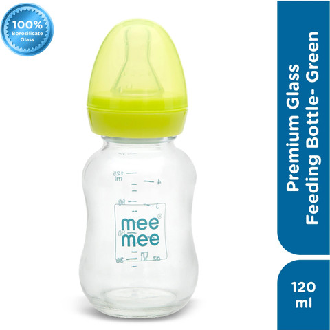 MeeMee Premium Glass Feeding Bottle_Green 120 ml
