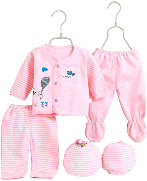 PIKIPOO New Born Baby Clothes 5Pcs Sets Cozy Cotton Baby Boys