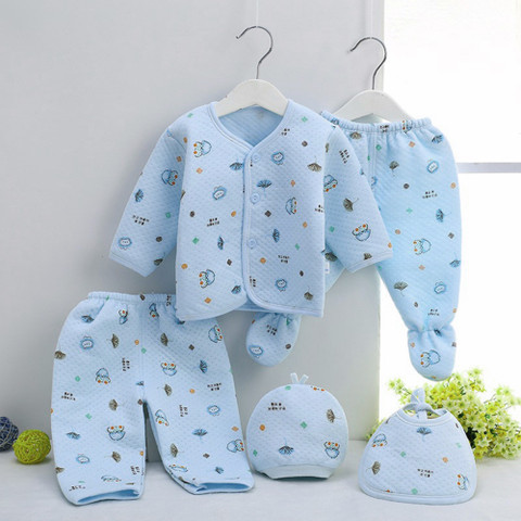PIKIPOO Presents New Born Baby Winter Clothes 5Pcs Baby Gift Set