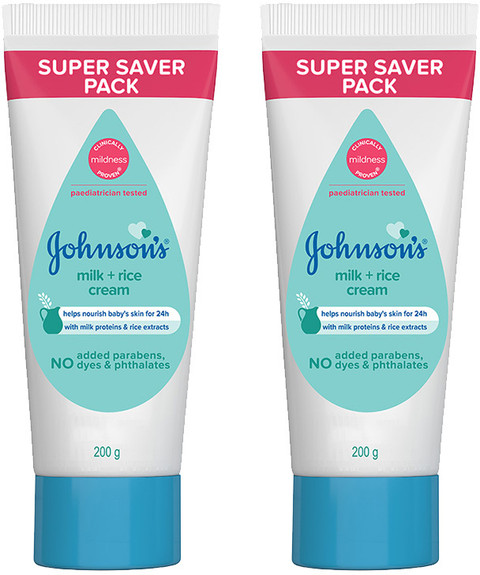 JOHNSON'S BABY Milk Rice Cream, with Milk extracts and Vitamin E to  replenish moisture, pH Balanced, 400gm