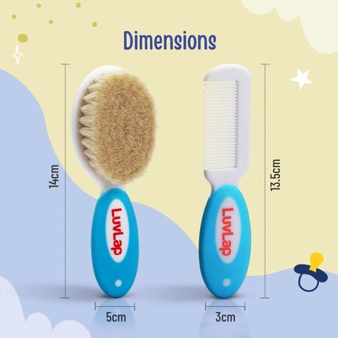 LuvLap Baby Comb with Rounded Tips Hair Brush with Natural Bristles,