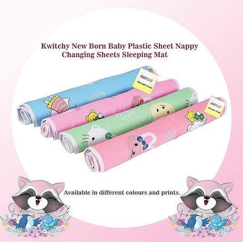 Kwitchy New Born Baby After Bath Oil Massaging/Waterproof Sheet/Cloths  Changing/Diaper Changing Sheets Washable and Reusable with One Sided  Cotton(0-6