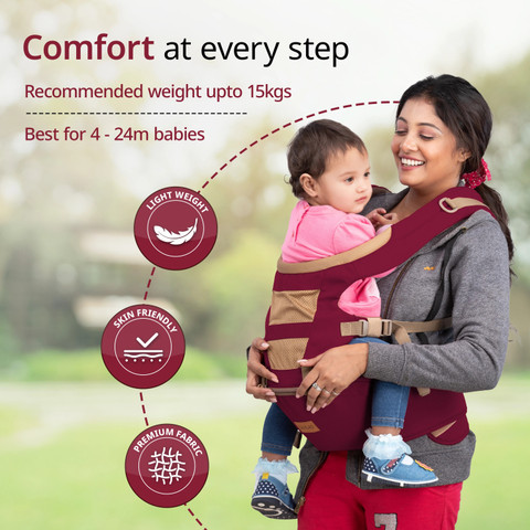 LuvLap Royal Baby Hip Seat Carrier with Carry positions, for