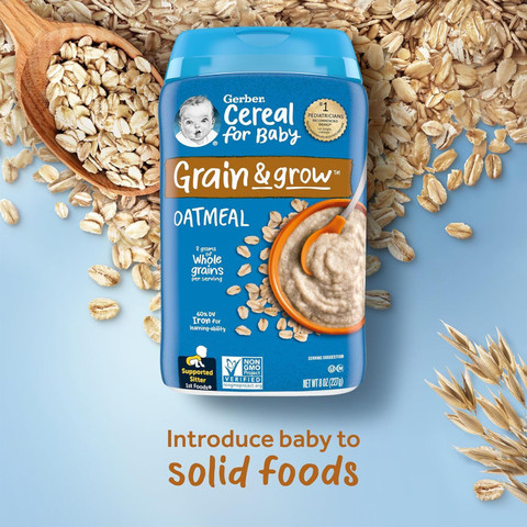 GERBER Cereal for Baby 1st Foods Grain Grow Cereal (Oatmeal