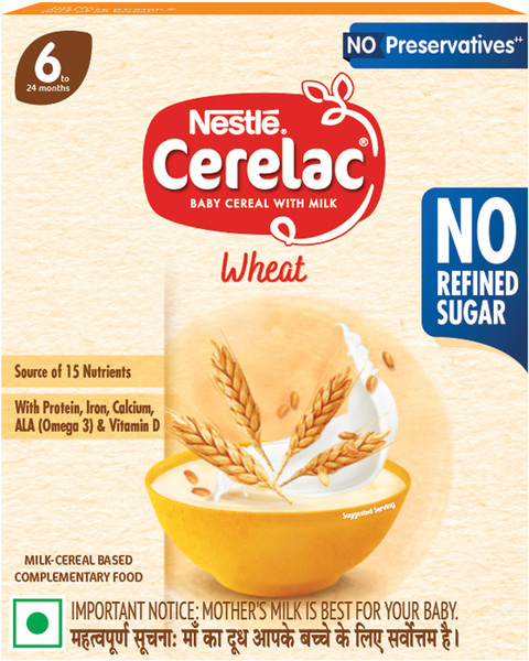 Nestle Cerelac Wheat Baby Food Cereal with No Refined Sugar No