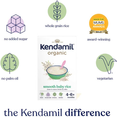 Kendamil Organic Smooth Baby Rice Infant Cereal, British Made Cereal