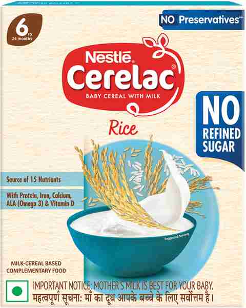 Nestle Cerelac Rice Baby Food Cereal with No Refined Sugar No
