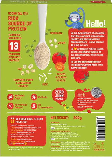 Slurrp Farm Instant Moong Dal Khichdi with Real Vegetables, Easy