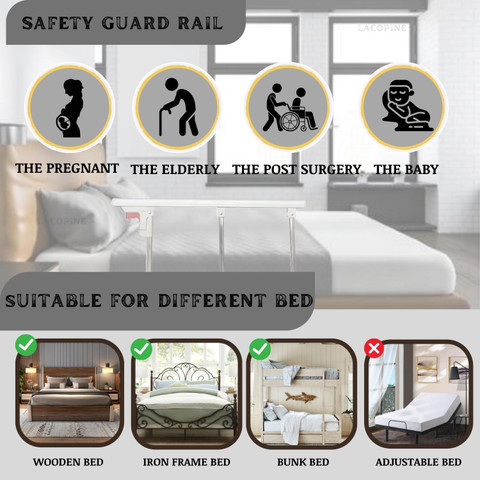 LACOPINE Foldable Bed Rail Safety Barrier Anti-Fall Bed Guardrail For  Elderly And Adults