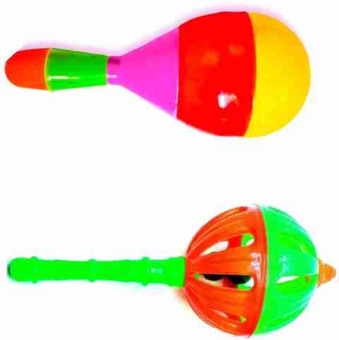 little toys colourfull Plastic jhunjuna (Set of 2 pcs) for