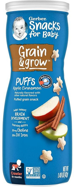 GERBER Gerber Snacks for Baby Grain Grow Puffs, Apple Cinnamon