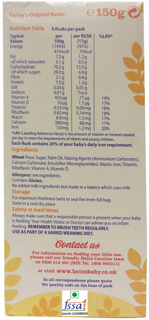 HEINZ Farley's Rusks Original 150g Cereal Price in India Buy