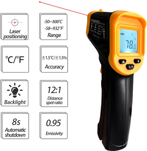 BALRAMA IR Infrared Gun Type RANGE -50° to 550°C Handheld Non