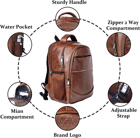 ozel bag PU Leather Backpack Office/college/School/Travel Bag for