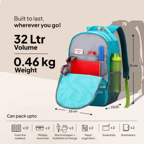 AMERICAN TOURISTER Fizz Sch Bag 32 L Backpack Teal - Price in