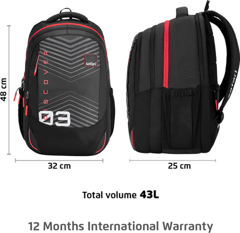 SAFARI Quadro 3 43 L Backpack Black - Price in India | Flipkart.com